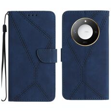 Custodia per telefono in pelle goffrata con cuciture intelligenti per Honor X9c (blu)