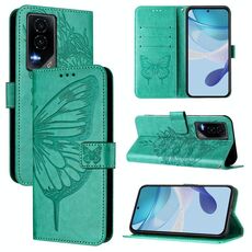Custodia per telefono in pelle con motivo a farfalla in rilievo per Honor GT (verde)