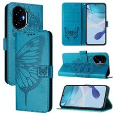 Custodia in pelle con motivo a farfalla in rilievo per Honor 300 (blu)