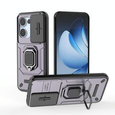 Per OPPO Reno13 5G Global Sliding Camshield TPU + PC Custodia antiurto per telefono con supporto (viola)