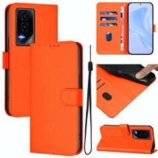 Custodia per telefono in pelle tinta unita For Honor GT Skin Feel con cordino (arancione)