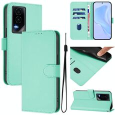 Custodia per telefono in pelle tinta unita For Honor GT Skin Feel con cordino (verde menta)