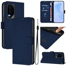 Custodia per telefono in pelle tinta unita For Honor GT Skin Feel con cordino (blu navy)