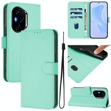 Per Honor 300 Pro / 300 Ultra Custodia in pelle tinta unita con cordino (verde menta)