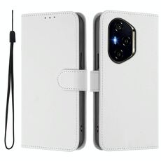 Per Honor 300 Pro / 300 Ultra Custodia in pelle tinta unita con cordino (bianco)