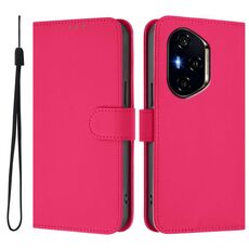 Per Honor 300 Pro / 300 Ultra Custodia in pelle tinta unita con cordino (rosso rosa)