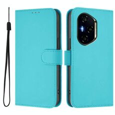 Per Honor 300 Pro / 300 Ultra Custodia in pelle tinta unita con cordino (Lake Blue)