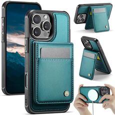 Per iPhone 15 Pro Max JEEHOOD J06 British Style RFID MagSafe Card Bag PU Custodia per telefono (verde)