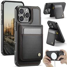 Per iPhone 15 Pro Max JEEHOOD J06 British Style RFID MagSafe Card Bag PU Custodia per telefono (nero)