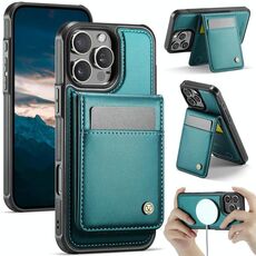 Per iPhone 15 Pro JEEHOOD J06 British Style RFID MagSafe Card Bag PU Custodia per telefono (verde)