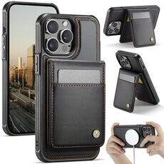 Per iPhone 13 Pro JEEHOOD J06 British Style RFID MagSafe Card Bag PU Custodia per telefono (nero)