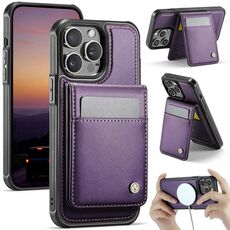 Per iPhone 12 Pro Max JEEHOOD J06 Custodia per telefono in PU con porta carte RFID MagSafe in stile britannico (viola)