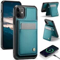Per iPhone 12 / 12 Pro JEEHOOD J06 Custodia per telefono in PU con porta carte RFID MagSafe in stile britannico (verde)