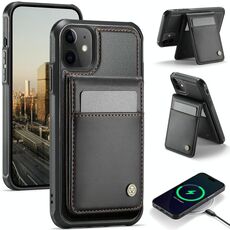 Per iPhone 12 / 12 Pro JEEHOOD J06 Custodia per telefono in PU con porta carte RFID MagSafe in stile britannico (nero)