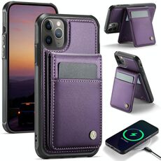 Per iPhone 11 Pro Max JEEHOOD J06 Custodia per telefono in PU con porta carte RFID MagSafe in stile britannico (viola)