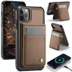 Per iPhone 11 Pro Max JEEHOOD J06 Custodia per telefono in PU con porta carte RFID MagSafe in stile britannico (marrone)
