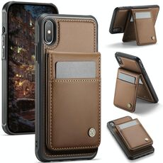 Per iPhone X / XS JEEHOOD J06 Custodia per telefono in PU con porta carte RFID MagSafe in stile britannico (marrone)