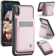 Per iPhone X / XS JEEHOOD J06 Custodia per telefono in PU con porta carte RFID MagSafe in stile britannico (rosa)