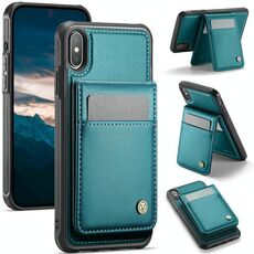 Per iPhone XS Max JEEHOOD J06 British Style RFID MagSafe Card Bag PU Custodia per telefono (verde)