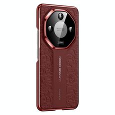 Custodia per telefono cellulare in pelle liscia per Honor X50 Cloud Dragon Pattern PC (rosso)