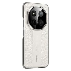 Per Honor X60 Pro Custodia per telefono in pelle liscia con motivo a drago cloud (bianca)