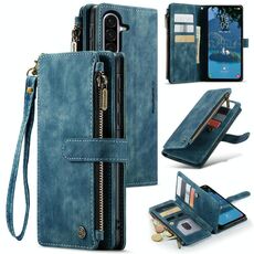 Per Samsung Galaxy A36 CaseMe C30 Custodia per telefono in pelle con cerniera e slot per schede (blu)