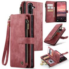 Per Samsung Galaxy A36 CaseMe C30 Custodia per telefono in pelle con cerniera e slot per schede (rosso)