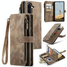 Per Samsung Galaxy A56 CaseMe C30 Custodia per telefono in pelle con cerniera e slot per schede (marrone)