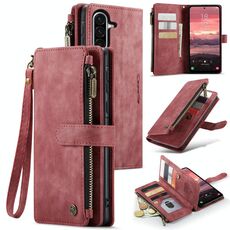 Per Samsung Galaxy A56 CaseMe C30 Custodia per telefono in pelle con cerniera e slot per schede (rosso)