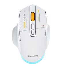 MKESPN W601 Mouse da gioco macro silenzioso wireless tri-mode in fibra di carbonio 12800DPI Mouse Bluetooth (bianco)