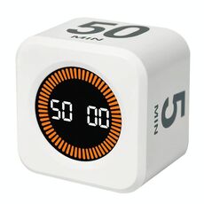 Mini timer visivo con sensore di gravità, cubo di apprendimento, timer di gestione del tempo per il fitness (bianco)