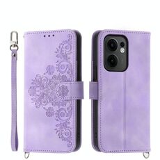Per OPPO Reno13 F 4G / 5G Custodia in pelle con motivo floreale in rilievo (viola)
