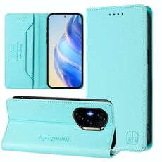 Per Honor 300 Pro / 300 Ultra RC01 Custodia per telefono in pelle RFID con ventosa magnetica a doppia piega (verde menta)