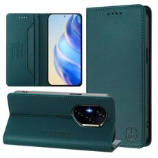 Per Honor 300 Pro / 300 Ultra RC01 Custodia per telefono in pelle con ventosa magnetica a doppia piegatura RFID (verde scuro)