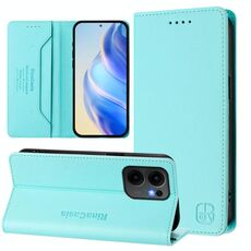 Per OPPO Reno13 F 5G RC01 Custodia per telefono in pelle RFID con ventosa magnetica a doppia piega (verde menta)