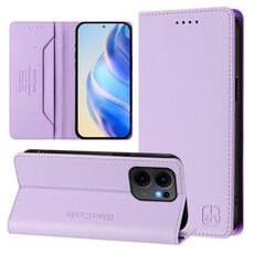 Per OPPO Reno13 F 5G RC01 Custodia per telefono in pelle RFID con ventosa magnetica a doppia piega (viola chiaro)