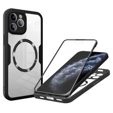 Per iPhone 11 Pro Custodia per telefono MagSafe con texture CD (nero)