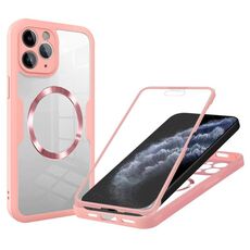 Per iPhone 11 Pro Max Custodia per telefono MagSafe con texture CD (rosa)