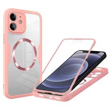 Per iPhone 12 Custodia per telefono MagSafe con texture CD (rosa)
