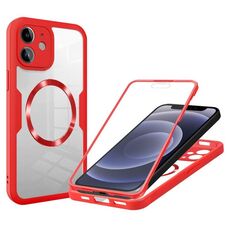 Per iPhone 12 Custodia per telefono MagSafe con texture CD (rosso)