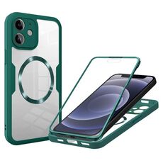 Per iPhone 12 Custodia per telefono MagSafe con texture CD (verde)