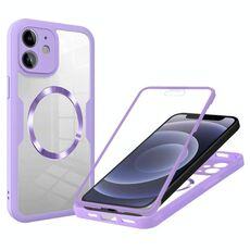 Per iPhone 12 Custodia per telefono MagSafe con texture CD (viola)