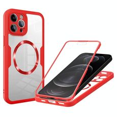 Per iPhone 12 Pro Max Custodia per telefono MagSafe con texture CD (rosso)