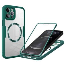 Per iPhone 12 Pro Max Custodia per telefono MagSafe con texture CD (verde)