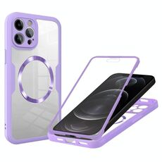 Per iPhone 12 Pro Max Custodia per telefono MagSafe con texture CD (viola)
