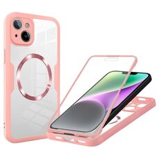Per iPhone 14 Custodia per telefono MagSafe con texture CD (rosa)