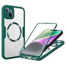 Per iPhone 14 Custodia per telefono MagSafe con texture CD (verde)
