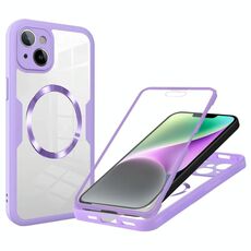 Per iPhone 14 Custodia per telefono MagSafe con texture CD (viola)