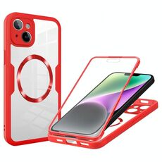 Per iPhone 14 Plus Custodia per telefono MagSafe con texture CD (rosso)