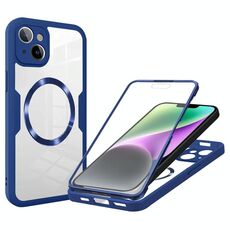 Per iPhone 14 Plus Custodia per telefono MagSafe con texture CD (blu)